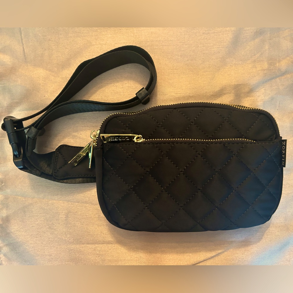 Zorfin quilted black belt bag